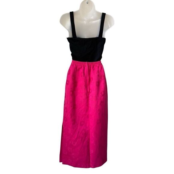 Vintage Maggie London Hot Pink Floral Print Midi Skirt - Picture 2 of 11